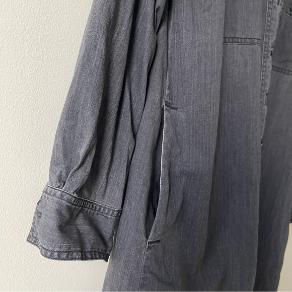 MADEWELL Washed Black Denim Long Sleeve Button Front Shirtdress - Picture 7 of 14